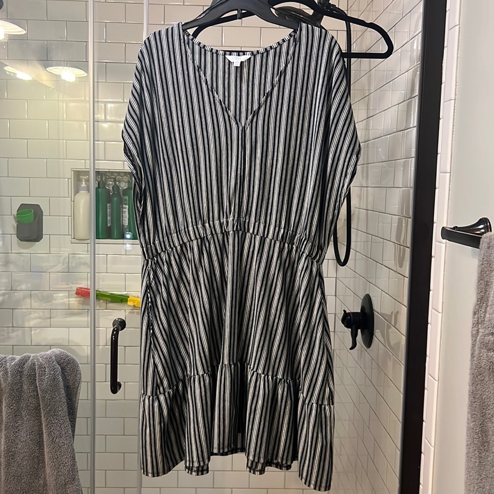 Striped black and white cotton dress